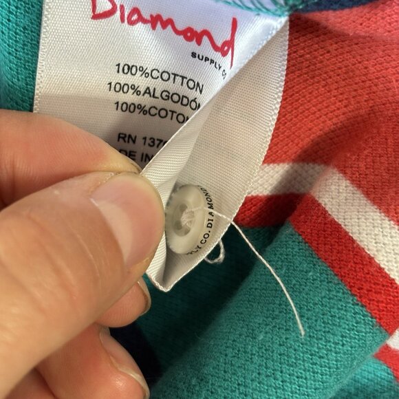 Diamond Supply Co Rugby Polo Shirt Embroidered Logo Mens M Skateboard Colourful - Picture 13 of 14